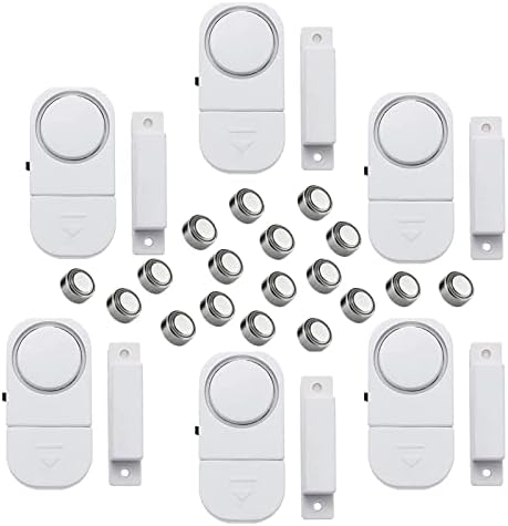 6 Pack Wireless Security Window/Door Alarm, Magnetic Sensor Door Window Burglar Alert Alarm Pool Alarms Super Loud for Home, Garage, Apartment, Dorm, RV and Office(Include Batteries)…
