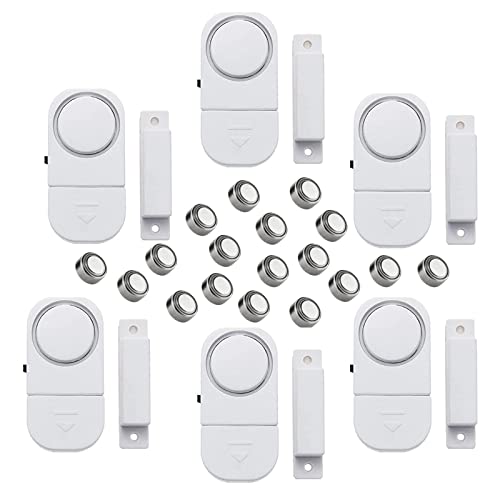 6 Pack Wireless Security Window/Door Alarm, Magnetic Sensor Door Window Burglar Alert Alarm Pool Alarms Super Loud for Home, Garage, Apartment, Dorm, RV and Office(Include Batteries)…