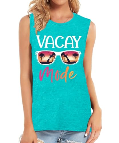 Image of Vacay Mode T Shirts for Women Summer Beach Hawaii Vacation Short Sleeve Tops Holiday Cruise Getaway T Shirts