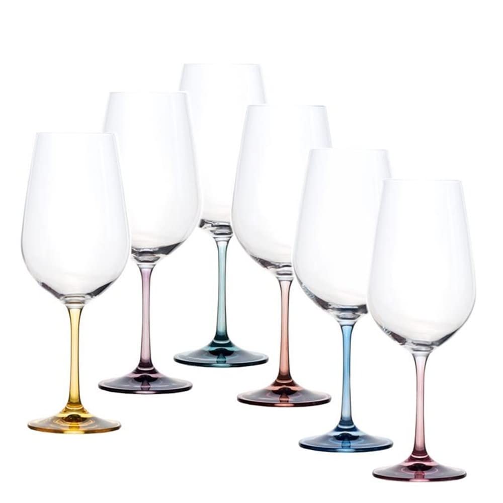 Set 6 copas vino modelo SPECTRUM 25 cm. cristal colores 55 cl. transparentes colores variados