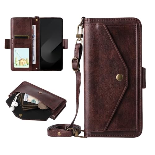 Étui Samsung Z Fold 4 portefeuille marron antichoc sangle