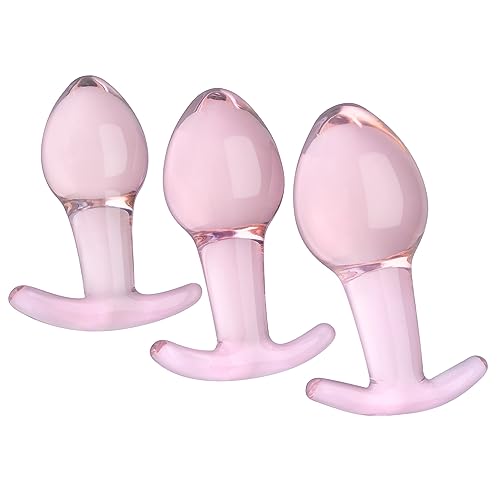 Roluck Analplug Glas Kristall 3pc buttplug Set in Rosa Verschiedene Größen für Anfänger und Fortgeschrittene, Sexspielzeug für Frauen Männer Paare und Singles Analplugs Analdildos Pleasure Wand