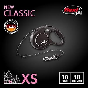 FLEXI New Classic Retractable Dog Leash (Cord), Ergonomic, Durable and Tangle Free Pet Walking Leash for Dogs Up to 18 lbs, 10 ft, Extra Small, Black FLEXI New Classic Retractable Dog Leash (Cord), Ergonomic, Durable and Tangle Free Pet Walking Leash for Dogs Up to 18 lbs, 10 ft, Extra Small, Black