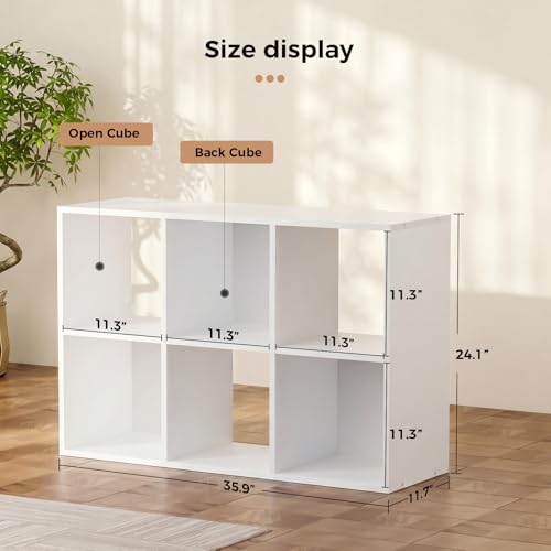 LUCKLIFE-6-Cube-Storage-Organizer-Stackable-Modular-Bookcase-Shelf-with-Vertical-or-Horizontal-Use-Fits-1111-Bins-Optional-Back-Panels-for-Living-Room-Office-White