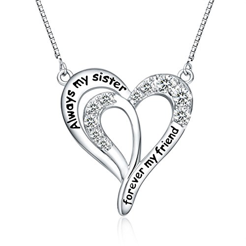 Fancycd"Always My Sister Forever My Friend Love Heart Necklace, 18", Jewelry For Women & Girls, Birthday Gifts For Sister, Best Friends #TOP19