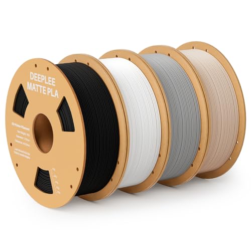 Image of Matte PLA Filament 1.75mm, 3D Printer Filament Dimensional Accuracy + /- 0.02mm, No Clogging, Higher Toughness, Cardboard Spool 3D Filament, 4 Pack 1 kg Black & White & Slate Grey & Beige