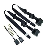 DorkTees Universal Retractable Heavy-Duty Nylon 3-Point Auto Harness, Adjustable Security System for Golf Cart Yamaha, EZGO TXT & RXV Drive Club Truck Go-Kart ATV UTV Black