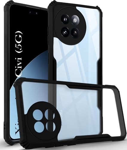 Image of Jkobi Back Cover Case for Xiaomi 14 Civi 5G (Shockproof with Polycarbonate Clear Panel | Professional Black)