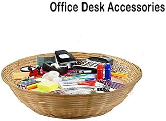 Natural Hand Crafted Weaved Bamboo Fruit and Vegetable Basket Punnet Nub Pannier Mammock Tokri - 25 Cms - Pack of 1 - Beige Brown