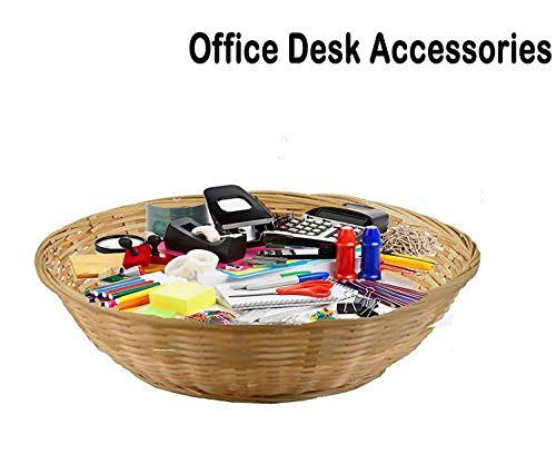 Natural Hand Crafted Weaved Bamboo Fruit and Vegetable Basket Punnet Nub Pannier Mammock Tokri - 25 Cms - Pack of 1 - Beige Brown