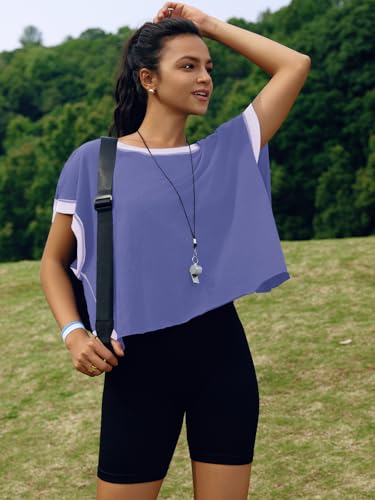 Image of SENSERISE Womens Open Back Workout Tops Backless Short Sleeve Athletic Shirt Running Crop Top Gym Yoga Tee