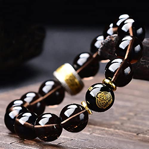 Feng Shui en Cristal d'obsidienne amulette argent perles de prière