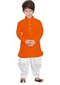 Tustous Boys Kurta Dhoti set in Cotton Orange