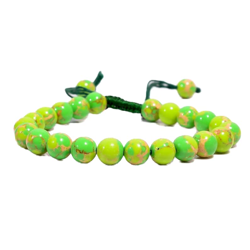 Bracelet en turquoise cuivrée verte véritable perles rondes lisses 8mm