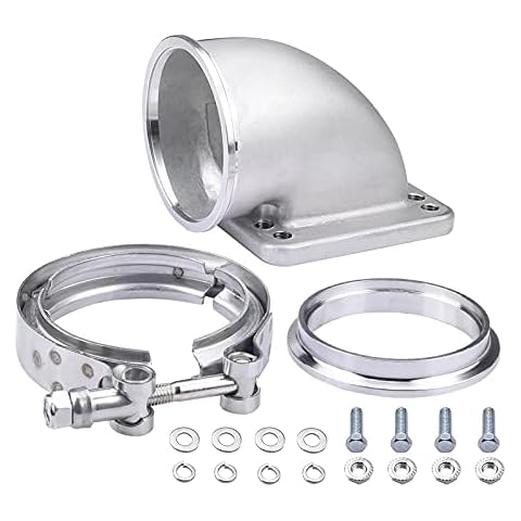 SPELAB 3.0" V-Band Cast Turbo Elbow Downpipe Adapter 304 Stainless Steel for T3 T4 Flange Turbocharge (1) Cover