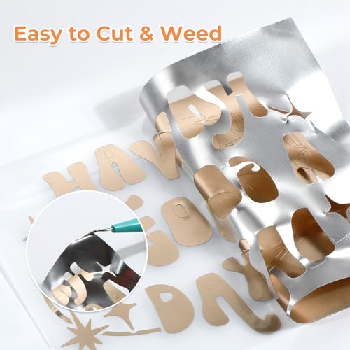 Image of HTVRONT Matte Champagne Gold Metallic Vinyl - 12 inch x 15FT Champagne Gold Permanent Adhesive Vinyl for All Cutting Machine - Easy to Cut & Weed