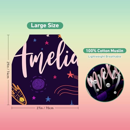 Image of Personalised Car Seat Cover for Babies - Multi-use Carseat Canopy Cover with Name, Deep Purple Star Car Seat Covers, Christmas Birthday Gifts for Infant Boys and Girls
