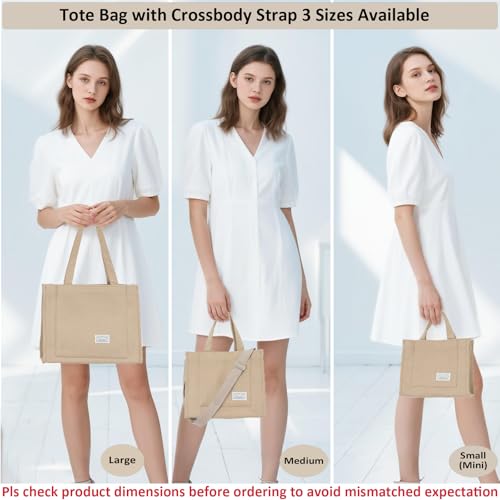 Image of UERRUAM Tote Bag for Women with Compartments,Corduroy Tote for Work Travel College Book Bag Women Purse Handbag Crossbody Bag