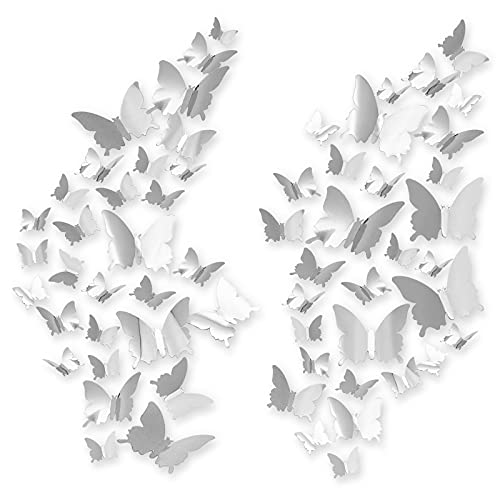 Pegatinas de Pared de Mariposa 3D, CAYUDEN 60 Pegatinas de Mariposa de Espejo Extraíbles, Decoración Dricolaje 3 Tamaños,...