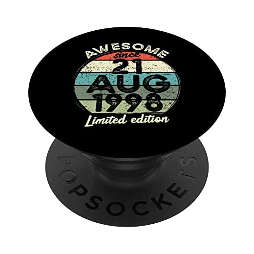 Camiseta de cumpleaños de 25 años, 21 de agosto de 1998, 25 cumpleaños PopSockets PopGrip Intercambiable