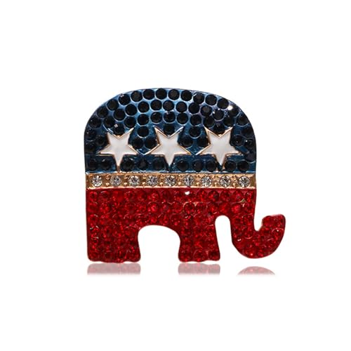 Image of Rhinestone USA Flag Brooch Pin for Women Men Shiny Crystal 4th of July American Patriotic Medal Brooches Dress Accessories Independence Presidential Election Day
