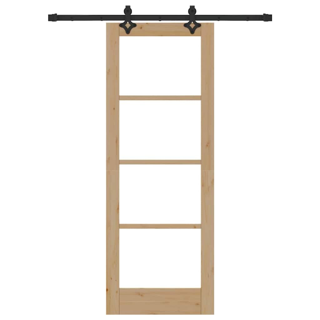 Porta scorrevole 73,5 x 198,5 cm in legno di pino e vetro con sistema a binario per interni