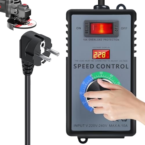 Variateur de Vitesse pour Moteur 220V AC 10A 4000W SCR Régulateur de Tension, Variateur de Frequence pour Moteur Contrôleur de Vitesse du Ventilateur Meuleuse d'Angle Souffleur Perceuse Manuelle Scie