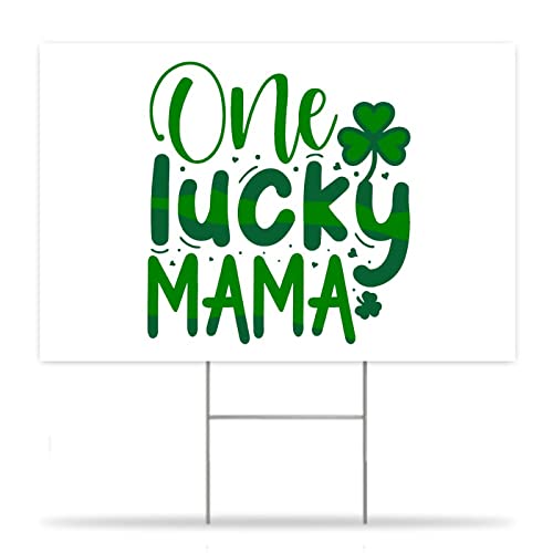 St. Patrick's Day One Lucky Mama Corrugated Plastic Decorative Yard Sign With Metal H-Stakes Farmhouse Street Welcome Lawn Yard Signs For Outside Patio Garden Decor 12X18 Inch #TOP5