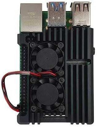 Raspberry Pi 4 Aluminum Dual Fan Housing Box - Black