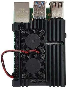 Raspberry Pi 4 Aluminum Dual Fan Housing Box - Black