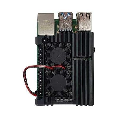 Raspberry Pi 4 Aluminum Dual Fan Housing Box - Black