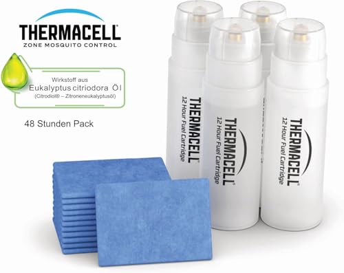 Thermacell R-10 Nachfüllpack - 30 Plättchen + 10 Gaskartuschen für 120h Schutz - Natürlicher Wirkstoff aus Zitroneneukalyptusöl zur… – Ansicht 4
