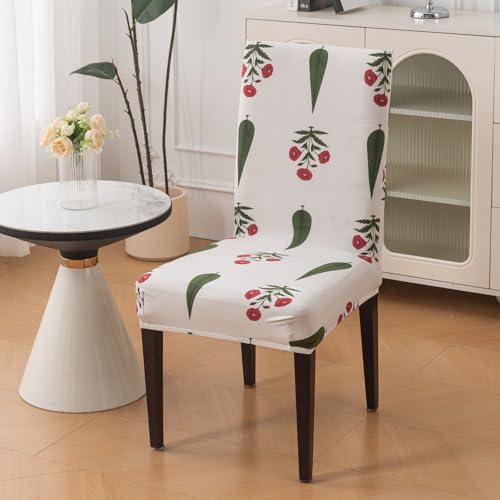 Image of House of Quirk Elastic Chair Cover Stretch Removable Washable Short Dining Chair Cover Protector Seat Slipcover (Pack of 6, Shalimar Garden)