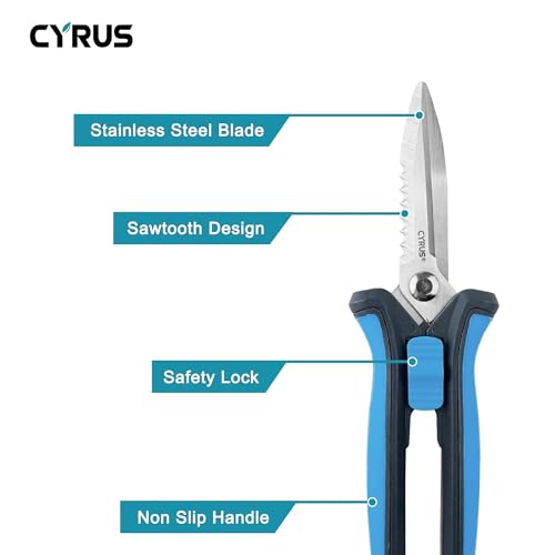 CYRUS Pruning Shears 8" Hand Gardening Scissors Extended Straight Carbon Blades Trimming Precision Bud Scissors with Sharp Serrations Widely Used for Gardening, Hydroponics, Grow Tents — view 4