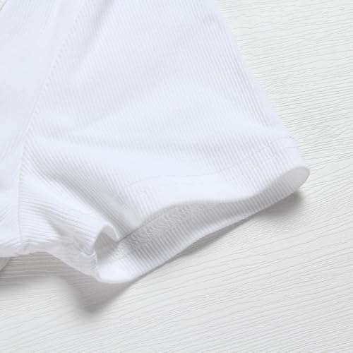 Roselux Women V Neck Ribbed Fitted Tight Tshirt Short Sleeve Shirt Basic Knit Top2