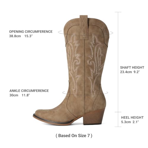 Image of DREAM PAIRS Women's Cowboy Cowgirl Western Boots | Embroidered Pointed Toe Low Heel Mid Calf Boot for Theme Party Country Concert