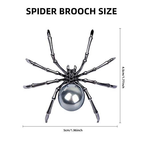 Parts Express Victorian Style Mother of Pearl Body and Micro Pave Spider Brooches Pins Silver Tone Goth Accessories Pins for Backpacks Aesthetic Brooch (black)2
