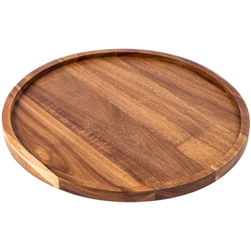 Bandeja de madera decorativa redonda 11,6 pulgadas de centro de mesa 6