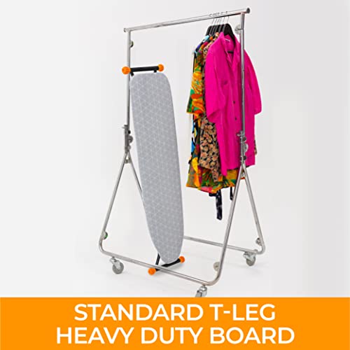 Happhom Standard Size Deluxe T-Leg 15 X 54 Ironing Board With Extra Thick Heavy Duty Padded Cotton Cover, Height Adjustable, Extreme Stability, Solid Four-Legged Frame With Heat-Resistant Silicone Pad #TOP4