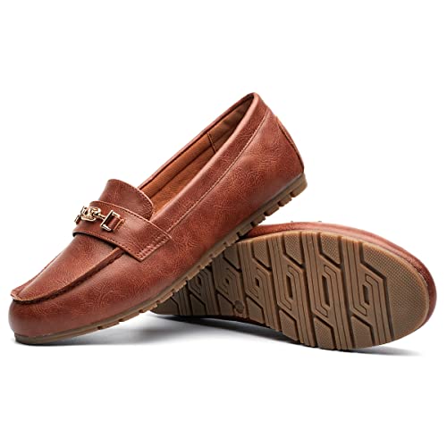 DeYashopin Women's Loafer Shoes Leisure Slip On Work Shoes Comfort Walking Flats Reddish Brown 10 Wide by DeYashopin - Used condition - Image 8