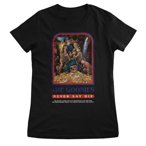 T-shirt femme Goonies imprimé poster rétro idéal pour une soirée cinéma ou un look décontracté