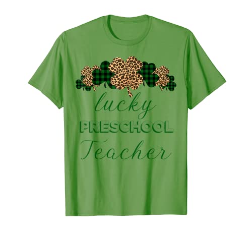 Buffalo Plaid Leopard Lucky Prechool Teachers St Patrick's Camiseta