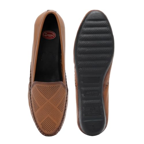 Image of Zoom Shoes Genuine Burnished Leather Brogue Bellies for Women and Girls ZVTR-01 | Ideal for Casual Events, Parties, and Ethnic Looks | Memory Cushioned Insole with Anti-Slip Sole