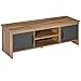 HOMCOM Mueble de TV para Televisores de 42" con 2 Compartimentos Cerrados con Puertas de Metal y 2 Estantes Abiertos 109x35x38 cm Madera Natural y Gris
