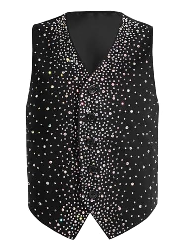 Boys' Vest Slim Formal Suit Vest Waistcoat for Wedding Homecoming with Adjustable Back Strap 6-16 Years