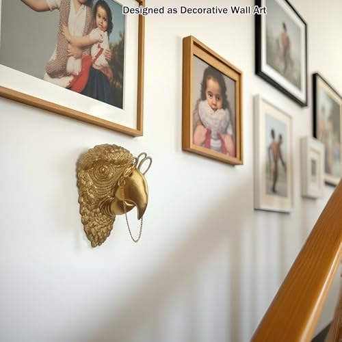 Juedawyal Gold Parrot Animal Head for Wall Decor with Glasses, Resin Animal Wall Sculpture for Home Living Room Bedroom & Office Accent