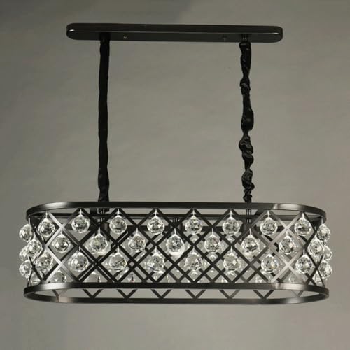 IONAZQTWW Lámpara Colgante Tradicional lámpara Colgante posmoderna de suspensión Negra de iluminación para Cocina, Comedor, Granero, Entrada, Restaurante (3 Luces)