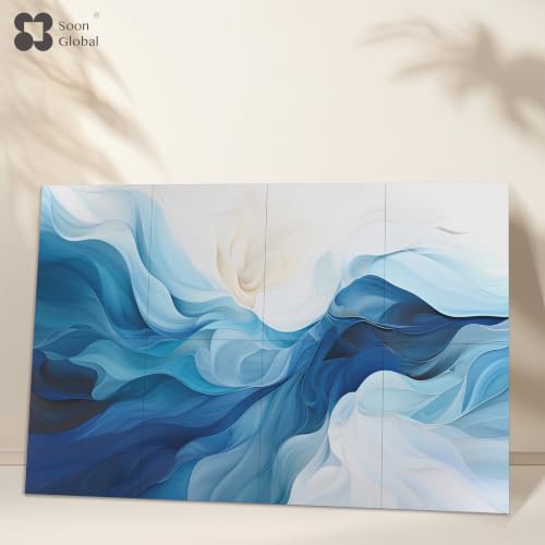 Image of Soon Global 8-Pack Acoustic Panels, Soundproof Wall Panels, 48 X 32 Inches Sound Absorbing Panels, Decorative Acoustical Wall Panels, Acoustic Treatment for Recording Studio, Harmony in Azure
