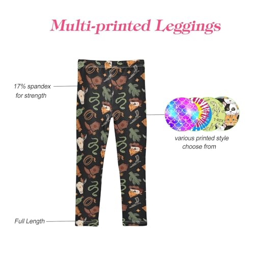 CaTaKu Girls Leggings Cow Bone Cowboy Boots Leggings for Girls Kids Athletic Workout Yoga Pants Size 4-10T4