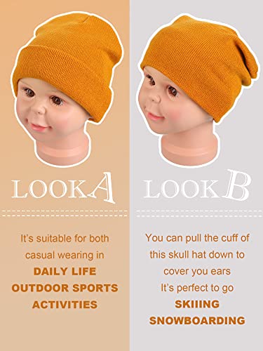 Satinior 4 Pieces Kids Satin Lined Beanies Winter Toddler Knit Ski Baby Beanie Hat Warm Skull Caps For 3 To 15 Child Baby Boys Girls #TOP4